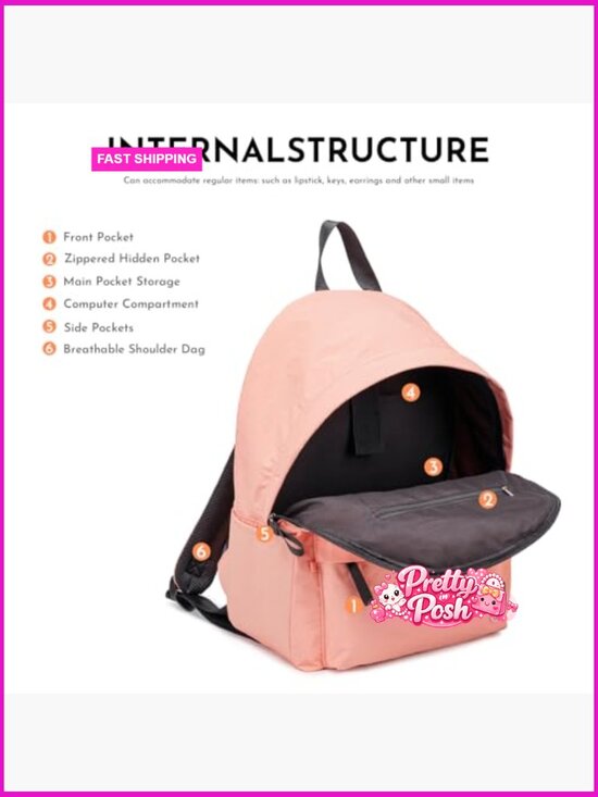 Lightweight Water-Resistant Nylon Mini Backpack with Laptop Sleeve